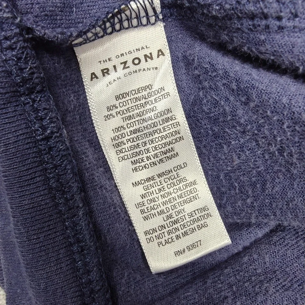 Arizona Jean Company Hoodie Girls 10/12 Blue Velour Full Zip Rhinestone Crown